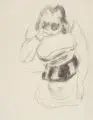 Paul Kleinschmidt, Ruhende Tänzerin, 1939, Bleistiftzeichnung, sparsam schwarz aquarelliert, auf wolkigem Papier