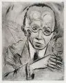 Max Pechstein, Der Kritiker, Kaltnadelradierung mit Plattenton auf dünnem, chamoisfarbenen Papier
