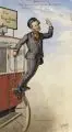 G. Wolgast, Stellwagen – Fahrgelegenheit zum einigen Deutschland, 1869, Aquarell über Blei auf Malpappe