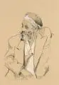 Helmut Brüggestraß, Clochard Paris, Kreidezeichnung und Bleistiftzeichnung auf bräunlichem Papier