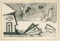 Werner Gilles, Harpyen, Todesvögel, Tiere am Strand, Lithografie auf gelblichem Papier