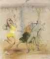 Josef Hegenbarth, Fasching, Um 1954, Pinselzeichnung in farbiger Tusche auf Aquarellkarton