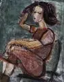 Katharina Kretschmer, Mädchen im Schaukelstuhl, 1994, Acryl und Kohle auf Papier