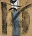 Gil Schlesinger, Ohne Titel, 1979, Collage, Tusche, laviert, schwarze Kreide