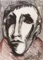 Susanne Voigt, Männerkopf / Mädchenkopf, geneigt / Kopf mit Maske. 1960er/1970er Jahre, Farbkreidezeichnungen