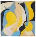 Susanne Voigt, Vier abstrakte Kompositionen. 1980er Jahre, Farbige Pastellkreidezeichnungen auf Velourpapier