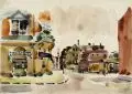 Albert Wigand, Straße, 1940, Aquarell über Grafitzeichnung auf Zeichenkarton