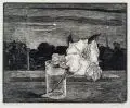 Werner Wittig, Vier Stillleben. 1973 -1987, Farbholzrisse und Holzrisse auf verschiedenen Papieren