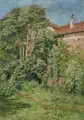 Thomas Leitner, Am Gutshaus, 1914, Öl auf Leinwand