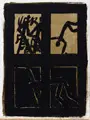 Hermann Bachmann, Fenster und Figuren, 1993, Acryl auf Leinwand, ungespannt