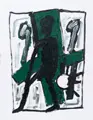 Hermann Bachmann, Schreitender, 1989, Öl auf Papier, auf Hartfaser kaschiert