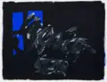 Hermann Bachmann, Das blaue Fenster, 1993, Acryl auf Leinwand, ungespannt