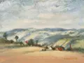 Rolf Schubert, Blick übers Erzgebirge, 1996, Öl auf Hartfaser
