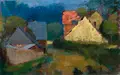 Armin Schulze, Die Hohe Straße in Ebersbach, Oberlausitz, 1978, Öl auf Hartfaser