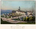 Rudolf Dikenman, Berne – Fosse des ours & pont de Nydeck, Wohl 1860, Farbaquatinta, koloriert und eiweißgehöht