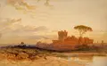 Harry John Johnson, Ostia bei Rom, Aquarell über Bleistift