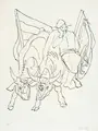 Paul Holz, Ochsenkarren, 1928, Federlithografie auf feinem Bütten