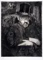 Ernst Hassebrauk, Herrenbildnis (Fritz Lisz), Strichätzung mit Aquatinta / Kaltnadelradierung / Strichätzung / Radierung