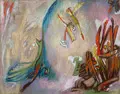 Curt Lahs, Vögel, 1946, Farbige Pastellkreidezeichnung auf feinem Bütten