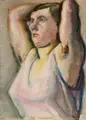 Sitzende im rosa Hemd, die Arme hinter dem Kopf verschränkt by Curt Querner, 1957, Aquarell auf "C.M, offered Jun 2024