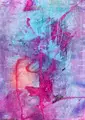 Hans Winkler, Komposition auf rosafarbenem Grund, 1983, Aquarell und Federzeichnung in Tusche