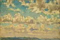 Fritz Beckert, Wolkenstudie, 1949, Öl auf Malpappe