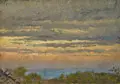 Fritz Beckert, Wolkenstudie – Dresden-Loschwitz, 1949, Öl auf Malpappe