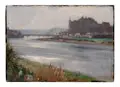 Paul Söborg, Blick auf die Albrechtsburg Meißen, Vor 1903, Öl auf Leinwand, vollflächig auf Malpappe kaschiert und im Randbereich umlaufend verstärkt