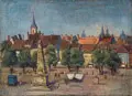 Paul Wilhelm, Erfurt – Blick auf den Domplatz, 1954, Öl auf Leinwand