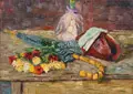 Ernst Hassebrauk, Geschenke, Blumen, Schirm, Um 1955, Öl auf Leinwand
