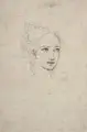 Peter Rittig, Bildnisstudie einer jungen Frau. Wohl 1820er Jahre, Bleistiftzeichnung auf Bütten