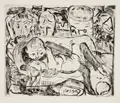 Max Beckmann, Liebespaar II, 1918, Kaltnadelradierung auf chamoisfarbenem Bütten