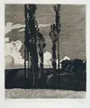 Walter Conz, Landschaft. Wohl 1910er Jahre, Radierung in Schwarzbraun auf kräftigem Japan