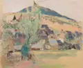 Hans Richard Heinmann, Blick auf Geising. Wohl 1940er Jahre, Farbige Pastellkreidezeichnung