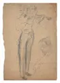 Eric Johansson, Der Violinist, Um 1920, Grafitzeichnung auf bräunlichem Papier