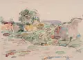 Fritz Ernst Rentsch, Landschaft mit Baum / Flusslandschaft, 1924/1925, Aquarelle auf "MBM"-Bütten bzw. auf der Rückseite eines zweitverwendeten Kartons
