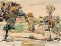 Fritz Ernst Rentsch, Sommerlandschaft / Winter am Stadtrand, 1921/1934, Aquarelle auf Transparentpapier bzw