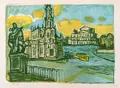 Otto Dix, Hofkirche in Dresden, 1955, Farblithografie auf kräftigem "Van Gelder Zonen"-Bütten
