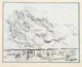 Walter Weiße, Fenster zum Berg, 1980, Frottagen mit Kohlestift bzw