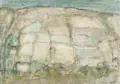 Walter Weiße, Spätsommerliche Landschaft / Zwei Liegende am Strand / Baumreihe / Auf der Aussichtsterrasse. Um 1969 -1982, Aquarell / Farbstiftzeichnung und zwei Grafitzeichnungen