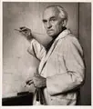 Walter Zorn, Hans Grundig im Atelier. Wohl Mitte 1950er Jahre, Silbergelatineabzug auf Barytpapier