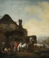 Pieter Wouwerman, Pieter oder Philips Wouwerman (nach), Reges Treiben vor dem Wirtshaus. Wohl 19. Jh