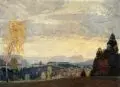 Albert Kunze, Herbstabend (Schrammsteine), 1919, Öl auf Leinwand