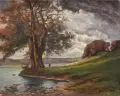Rudolf Poeschmann, Alte Eiche am Fluß. 1920er/1930er Jahre, Öl auf Leinwand