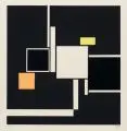Walter Dexel, Quadrate 1925, Farbserigrafie auf leichtem, chamoisfarbenen Büttenkarton nach Motiven von 1923 und 1925 (WVZ Vitt 16)