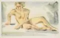 Georg Hermann Gelbke, Sitzende, Aquarelle auf Japan, von Künstlerhand vollrandig auf Untersatzkarton montiert