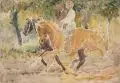 Eugeniusz Geppert, Ausritt. 1930er Jahre, Aquarell über Blei auf "Schoellers Parole"-Malpappe