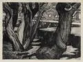 Walter Leistikow, Weiden, 1896, Kaltnadelradierung auf Kupferdruckpapier
