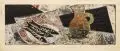 Helmut Gebhardt, Stilleben mit Fischen, 1977, Farblinolschnitt auf chamoisfarbenem Bütten