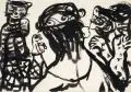 Carl Marx, Raubtier-Dressur, Vor 1978, Pinselzeichnung in Tusche auf dünnem Zeichenpapier